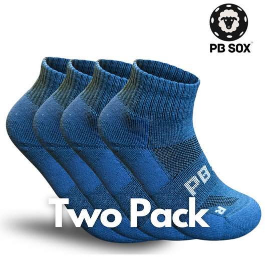 2-Pack Merino Wool Pickleball Ankle Socks (Two Pairs)